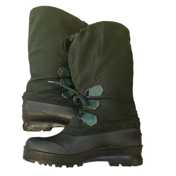 Sorel Dark Green Felt Lined Over Calf Weather Boots Waterproof Size 9 - Picture 9 of 13